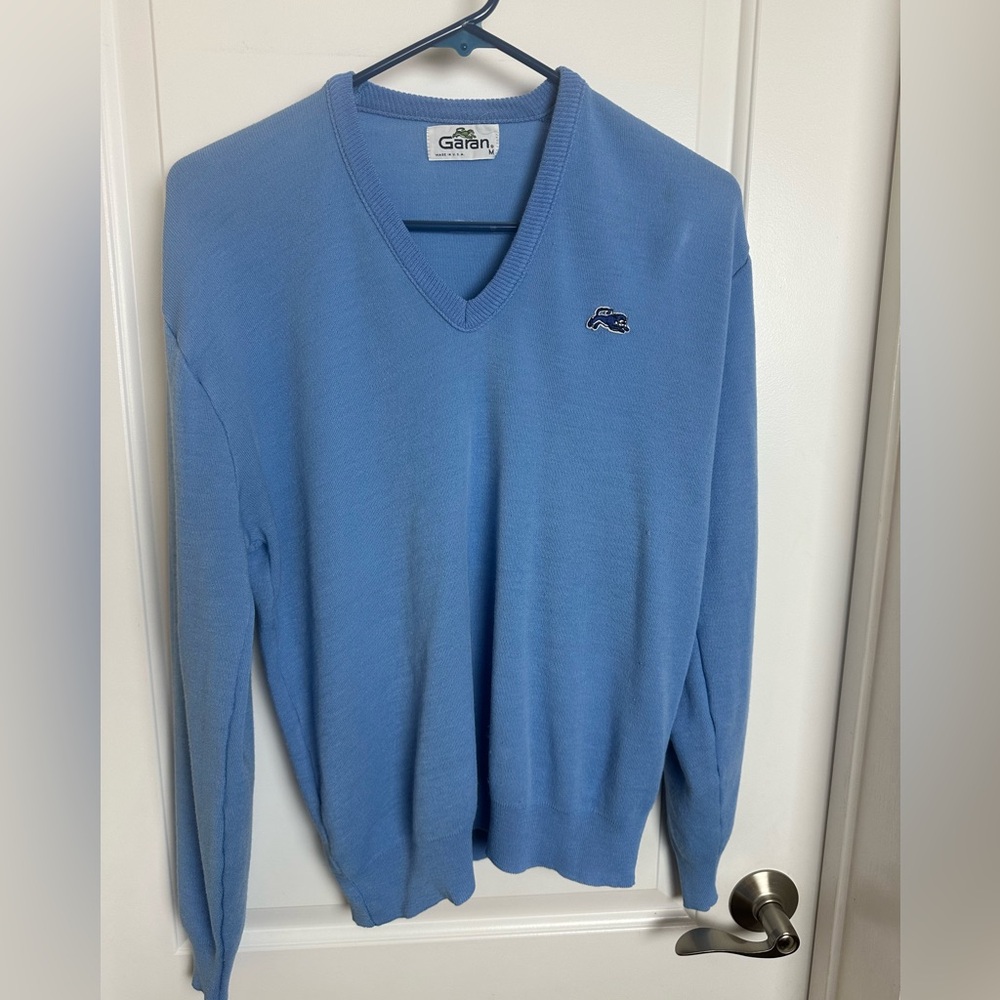 Vintage 80’s Garan Made In USA Tiger V Neck Sweater Sz Men’s Medium